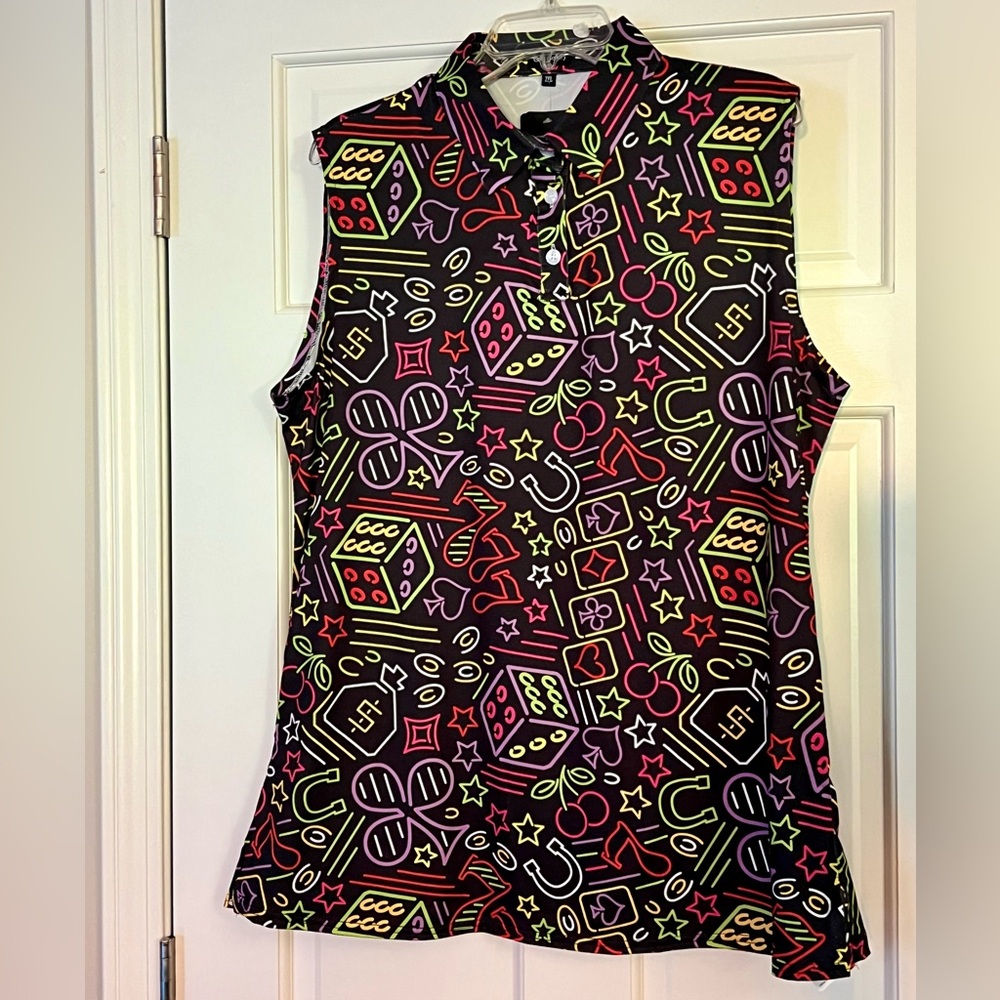 Dice poker women’s sleeveless golf shirt (casino theme) selling 2